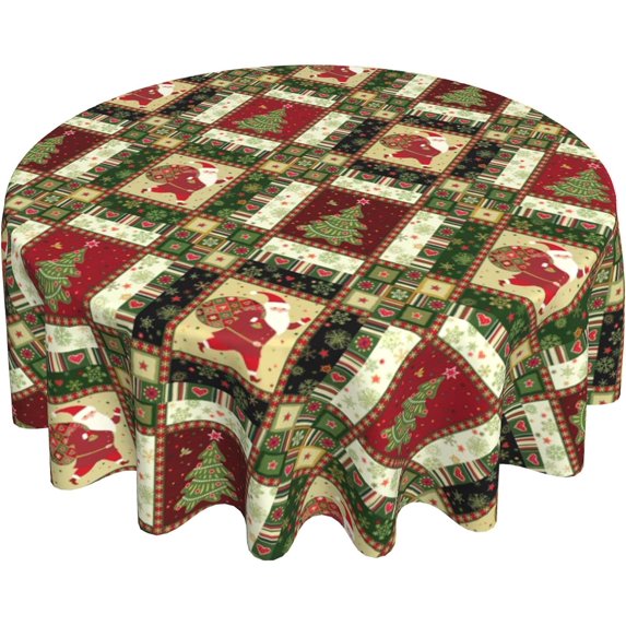 Christmas Tablecloth Round 60 Inch,Xmas Tablecloth,Waterproof Table Cloth Polyester for Dining Room Kitchen Table Patio Indoor Outdoor Winter Table Cloth,Snowflake Party Tablecloth Red and Green