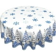 thumbnail image 1 of Christmas Tablecloth Round 60Inch Blue Xmas Trees Poinsettia Floral Table Cloth Winter Snowflakes Washable Table Cover for Kitchen Dining Holiday New Year Picnic Party Decor, 1 of 6
