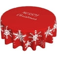 thumbnail image 1 of Christmas Tablecloth Round Cloth Merry Christmas Snowflake Kitchen Dinning Tabletop Decor Cover Washable Polyester for Buffet Table, Parties, Holiday Dinner Party 60 Inch, 1 of 6