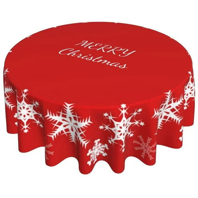 Christmas Tablecloth Round Cloth Merry Christmas Snowflake Kitchen