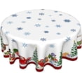 thumbnail image 1 of Christmas Tablecloth, Round Table Christmas Tablecloth 60 Inch, Snowman Christmas Table Cloth, Washable Polyester Farmhouse Tablecloths For Dinner Room Picnic Indoor Outdoor Party Christmas Decoration, 1 of 6