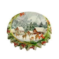 Christmas Tablecloth, Santa Claus Design Holiday Table Cover for Dining Table, Festive Polyester Fabric for Party Decor(A)