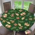 thumbnail image 1 of Christmas Tablecloth Seamless Background with Christmas Symbols Round Fitted Table Cover Tablecloths for Dining Party Fit for Diameter 32.2"-36.1" Round Table, Style 54, 1 of 4
