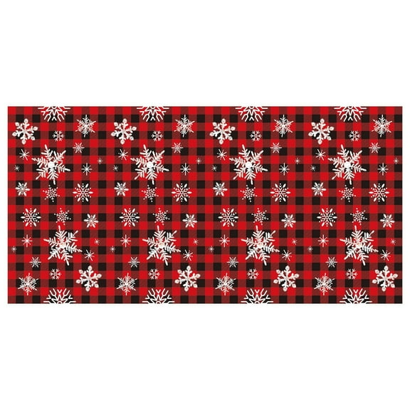 Christmas Tablecloth, Snowflake Christmas Table Cover Disposable Rectangle Xmas Plaid Plastic Table Cloths for Christmas Table Decorations Holiday Party Supplies, 54x108inch