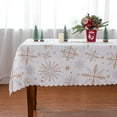 thumbnail image 1 of Christmas Tablecloth, Snowflake White Gold Decor Decorations for Home Winter Holiday Party, 60 x 104 inch, Polyester, 1 of 6