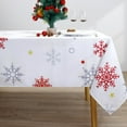 thumbnail image 1 of Christmas Tablecloth Snowflake Tablecloth Rectangle Waterproof Winter Table Cloth Red White Stain Resistant Table Cover Xmas Indoor Outdoor Seasonal Spillproof Table Decor for Party Holiday 60"x84", 1 of 4