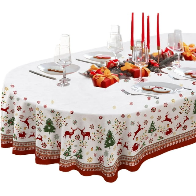Christmas Tablecloth Snowman Christmas Snowflake Trees, Christmas