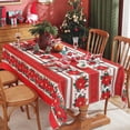 thumbnail image 1 of Christmas Tablecloth Square, Classical Red Table Cloth with Sled, Poinsettias and Bell Decorations, Heavy Weight & Spillproof Table Cover for Dining, Party Indoor and Outdoor 52×52 Inch, 1 of 6