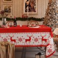 thumbnail image 1 of Christmas Tablecloth, Christmas Table Cloth Winter Snowflake Xmas Holiday Rectangular Tablecloth For Christmas Decor, Waterproof Wrinkle Free Red Christmas Tablecloth For Rectangle Tables 60 X 120, 1 of 1