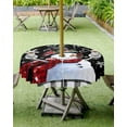 thumbnail image 1 of Christmas Tablecloth with Umbrella Hole and Zipper Christmas Snowman Snowflake Round Outdoor Tablecloths 54 Inch Table Cloths White Black Plaid Patio Table Cloth Cover for Holiday Party Yard Garden, 1 of 5