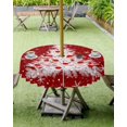 thumbnail image 1 of Christmas Tablecloth with Umbrella Hole and Zipper Christmas Tree Outdoor Tablecloths 52x70 Table Cloths Red Christmas Balls Snowflake Patio Table Cloth Cover for Holiday Party Yard Garden Cafe, 1 of 5