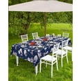 thumbnail image 1 of Christmas Tablecloth with Umbrella Hole and Zipper Cute Bear Snowflake Round Outdoor Tablecloths 54 Inch Table Cloths Blue Patio Table Cloth Cover for Holiday Party Yard Garden Cafe, 1 of 5