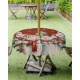thumbnail image 1 of Christmas Tablecloth with Umbrella Hole and Zipper Snowman Round Outdoor Tablecloths 54 Inch Table Cloths Xmas Tree Snowflake Red Patio Table Cloth Cover for Holiday Party Yard Garden Cafe, 1 of 5