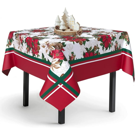 Christmas Tablecloth Waterproof Fabric Xmas Christmas Table Cloth for New Year''s Day and Christmas Home Decoration - 60" X 60" Square