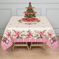thumbnail image 1 of Christmas Tablecloth Winter Holiday Washable Pink Christmas Tree Table for New Year's Party Decor 60x60 Inch, 1 of 7