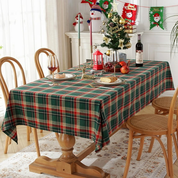 Christmas Tablecloth with Red and Green Plaid - Holiday Xmas Table Cloths Rectangle - 140*220