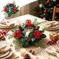 thumbnail image 1 of Christmas Tabletop Candle Ring Wreath, Artificial Holly Berry Pinecone Mini Garland For Pillar Candle Holder Dining Table Centerpiece Home Holiday Decor.Red, 1 of 6
