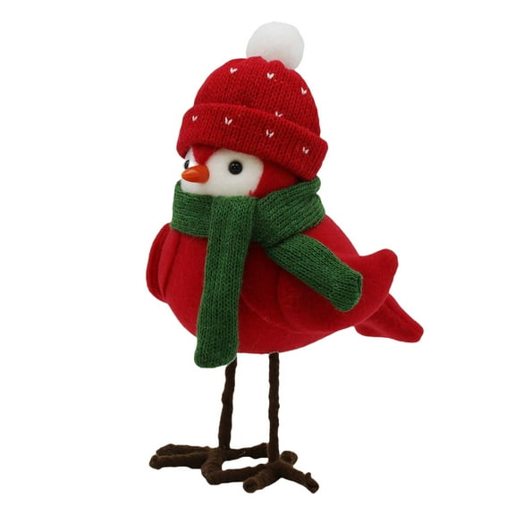 Christmas Tabletop Decoration Redness Simulated Birds Figurines with Festive Hat Decoration for Holiday