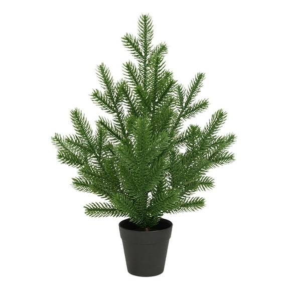 Christmas Tabletop Mini Tree 19" Green Xmas Pine Tree Christmas Decor with Burlap Pots for Home Indoor for Home Miniature Trees with Linen Base for Dining Table Kitchen Desk Home