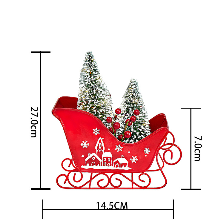 Christmas Tabletop Sleigh Decoration Holiday Festival Desktop Sleigh