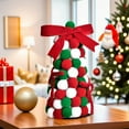 thumbnail image 1 of Christmas Tabletop Tree Decoration, Handmade Pom Pom Christmas Tree with Red Bow, Festive Mini Desktop Ornament for Home Office Party Display, Holiday Decor 2025 Trend, 1 of 6