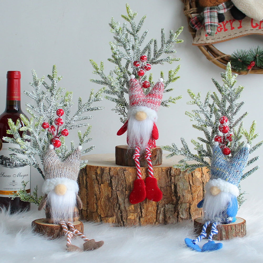 Christmas Tabletop Tree Mini Desk Pine Trees with Faceless Doll Gnome ...