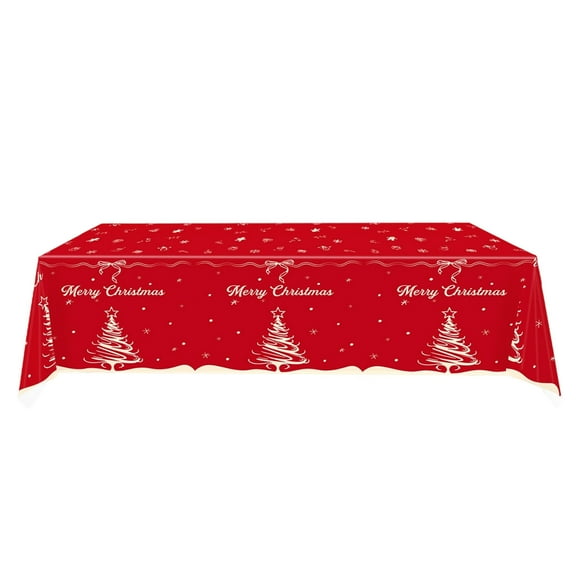Christmas Tableware, Plastic Tablecloth, Christmas Tree Pattern, Waterproof Oil-proof Disposable Party Decoration