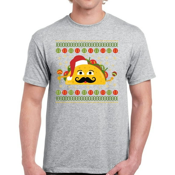 Christmas Taco Xmas Mexico Print Tshirt for Men - S M L XL 2XL 3XL 4XL 5XL Xmas Graphic Tee - Christmas Shirt Holiday Tee Men T-Shirt Top Gift