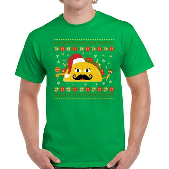 Christmas Taco Xmas Mexico Print Tshirt for Men - S M L XL 2XL 3XL 4XL 5XL Xmas Graphic Tee - Christmas Shirt Holiday Tee Men T-Shirt Top Gift