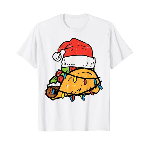 Christmas Tacos Santa Funny Mexican Food Xmas Men Women Kids T-Shirt