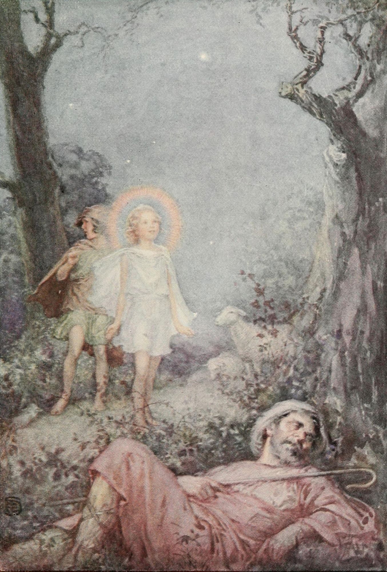 Christmas Tales & Christmas Verse 1912 Angel appears Canvas Art - Florence Storer (24 x 36)