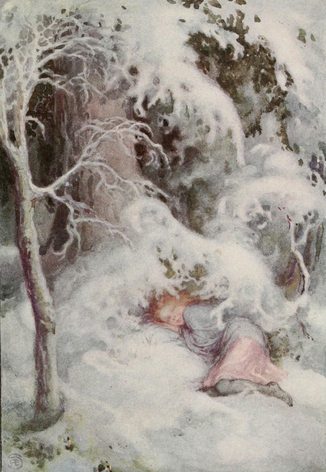 Christmas Tales & Christmas Verse 1912 Child in snow Canvas Art - Florence Storer (24 x 36)