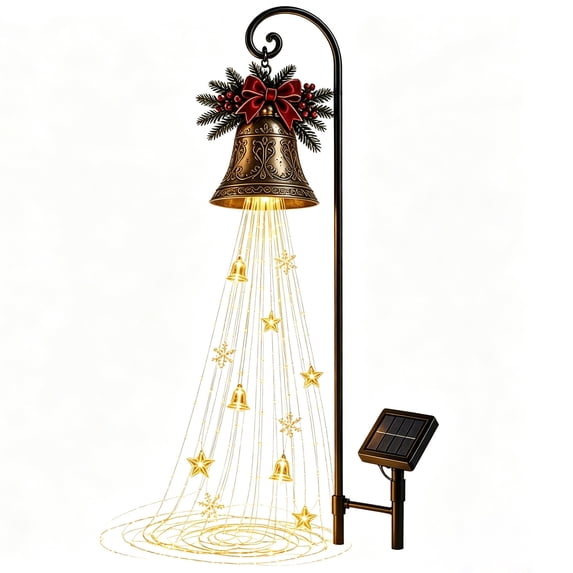 Christmas Bell Cascade Solar Yard Light, Solar Garden Stake Christmas Decor
