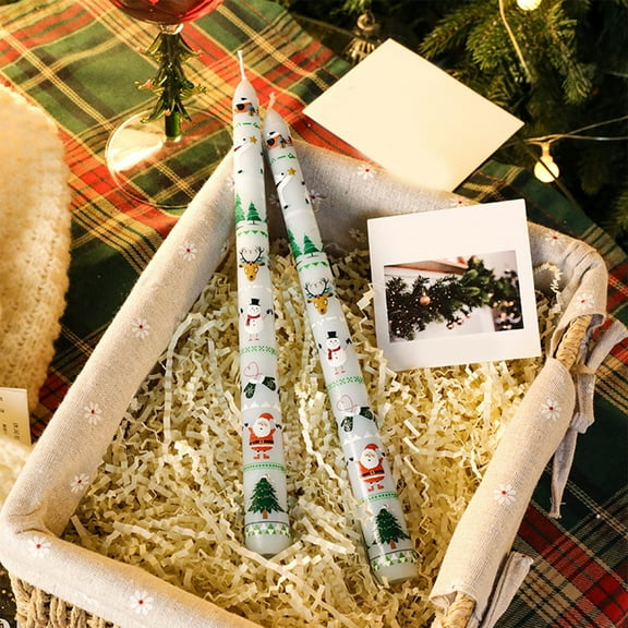 Christmas Taper Candles Set, 9.8in Long Stick Wax Candles for Holiday Dinner Table Centerpieces, Wedding Romantic Atmosphere, Party and Home Christmas Decorations