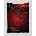 thumbnail image 1 of Christmas Tapestry, Abstract Floral Background Traditional Ornaments and Lines Dots Yuletide, Wall Hanging for Bedroom Living Room Dorm Decor, 40W X 60L Inches, Gold Ruby Burgundy, by Ambesonne, 1 of 1