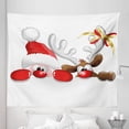 thumbnail image 1 of Christmas Tapestry, Funny Christmas Santa Claus and Reindeer Peeking Cartoon Style Humor, Fabric Wall Hanging Decor for Bedroom Living Room Dorm, 5 Sizes, Vermilion Caramel White, by Ambesonne, 1 of 1
