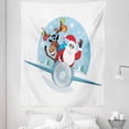 thumbnail image 1 of Christmas Tapestry, Reindeer and Santa Delivering Gifts on a Vintage Plane Winter Noel Illustration, Fabric Wall Hanging Decor for Bedroom Living Room Dorm, 5 Sizes, Multicolor, by Ambesonne, 1 of 1
