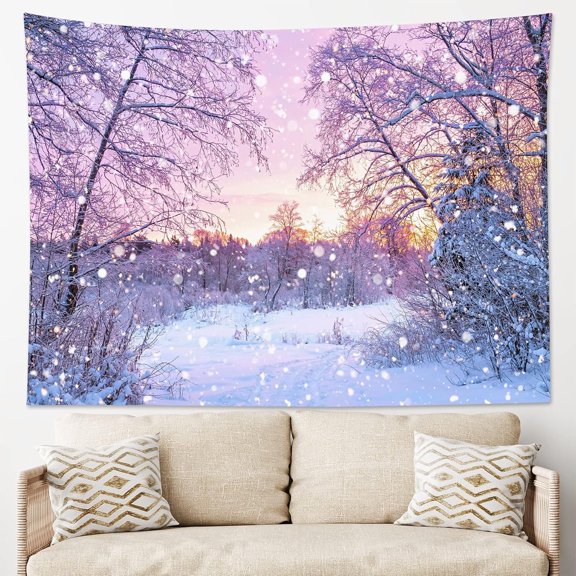 Christmas Tapestry Wall Hanging Christmas Tree and Bells Stars on Rustic Wood Wall Art Decor Pine Tree with Snow Winter Tapestry for Bedroom Living Room Dorm Home Decor Backdrop