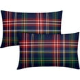 thumbnail image 1 of Christmas Tartan Lumbar Pillow Covers 12x20 Set of 2 Navy Blue Green Red Plaid Print Decorative Outdoor Xmas Throw Pillow Cases Winter Holiday Decoration Farmhouse Sofa Couch Cushion Cover Bed Decor, 1 of 4