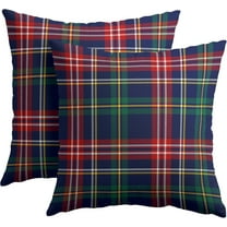 Christmas Tartan Pillow Covers 20x20 Set of 2 Navy Blue Green Red Plaid Print Decorative Outdoor Xmas Throw Pillow Cases Rustic Winter Holiday Decoration Farmhouse Sofa Couch Cushion Cover Bed Decor