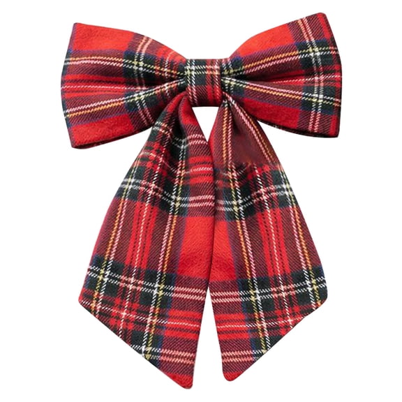 Christmas Tartan Plaid Bows,11'' X 15'' Vintage Xmas Stripes Ribbon Ornaments,Christmas Plaid Bow with Twist Ties,Christmas Plaid Bows Decorations for Xmas Tree Garland DIY Crafts Decor