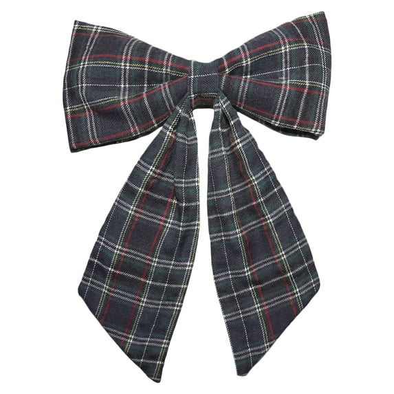 Christmas Tartan Plaid Bows,11'' X 15'' Vintage Xmas Stripes Ribbon Ornaments,Christmas Plaid Bow with Twist Ties,Christmas Plaid Bows Decorations for Xmas Tree Garland DIY Crafts Decor