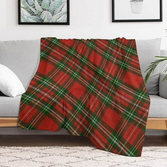 Christmas Tartan Plaid Soft Throw Blanket Lightweight Flannel Plush Fuzzy Blankets Gift for Women Kids Boys Teens 50X60 in
