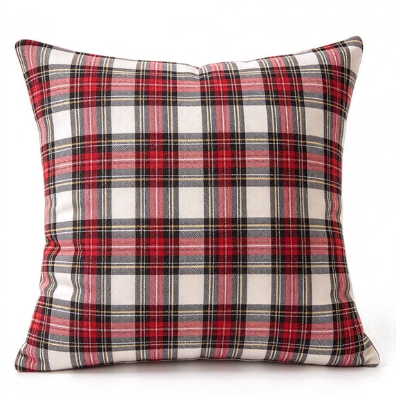 Christmas Tartan Plaid Throw Pillow 18x18 Inch Filled Decorative Cushion Holiday Red Green Plaid Pillow for Sofa Couch Living Room Home Decor
