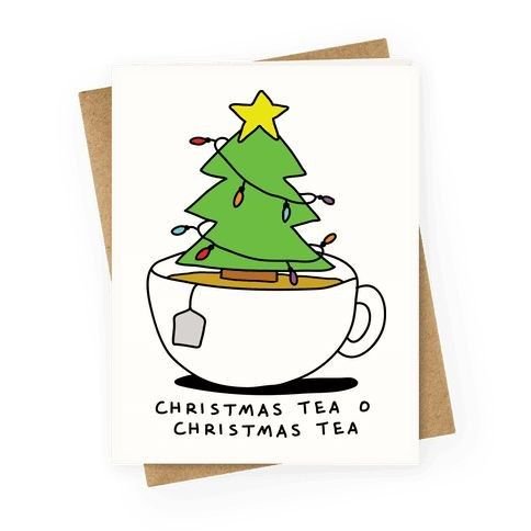 Christmas Tea Greeting Card  Festive Holiday Card with Christmas Tree Design  Envelope Included, Blank Inside  Perfect for Tea Lovers, Holiday Wishes, and Seasonal Greetings