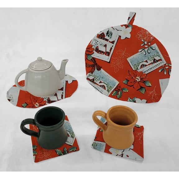 Christmas Tea Pot Cozy & Coaster Set (Christmas Cards)