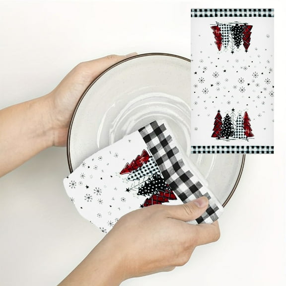 Christmas Tea Towels Set - 19x16 Inch Dish Cloths, Absorbent Kitchen Towels for Cooking, Holiday Table Decor, Reusable Dish Drying Towels