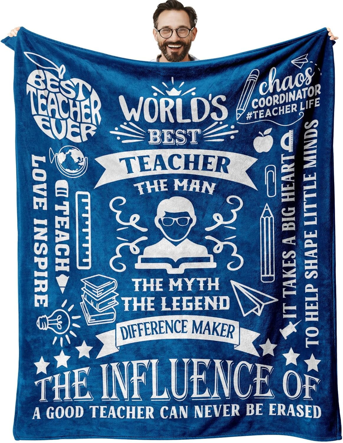 Christmas Teacher Gifts for Men Throw Blanket 60"x50", Male Teacher Gifts, Teacher Appreciation Gifts, Teacher Xmas Gift Ideas, Birthday Gifts for Male Teachers, Thank You Teachers Gifts from Students