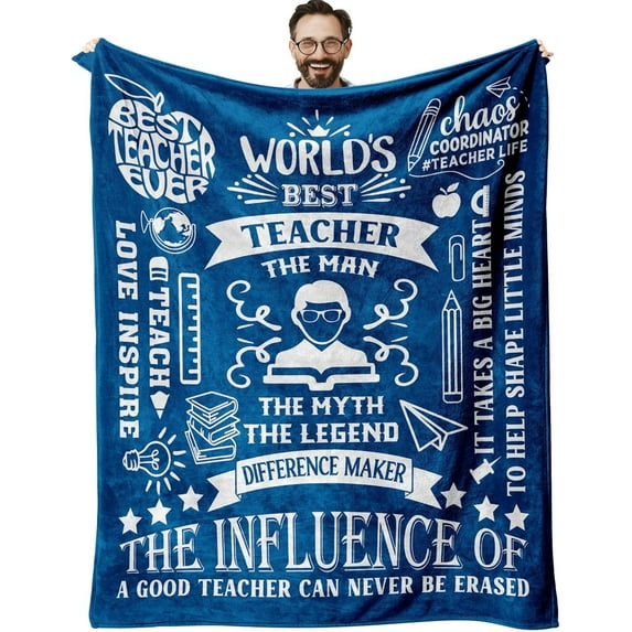 Christmas Teacher Gifts for Men Throw Blanket 60"x50", Male Teacher Gifts, Teacher Appreciation Gifts, Teacher Xmas Gift Ideas, Birthday Gifts for Male Teachers, Thank You Teachers Gifts from Students