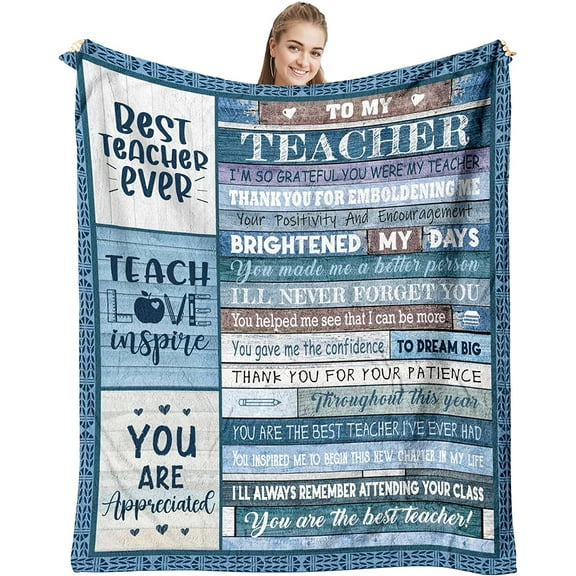 Christmas Teacher Gifts for Women Men, Teacher Appreciation Gifts, End of Year Gifts for Teachers from Students, Xmas Gift Ideas for Teachers, Thank You Teacher Gifts Throw Blanket 60 x 50 Inch
